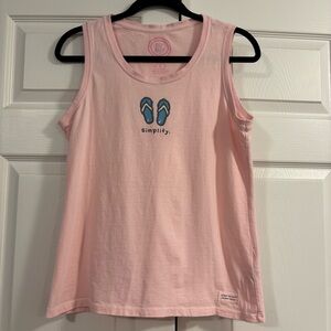 Life Is Good Light Pink Tank Top with Flip Flop Illustration